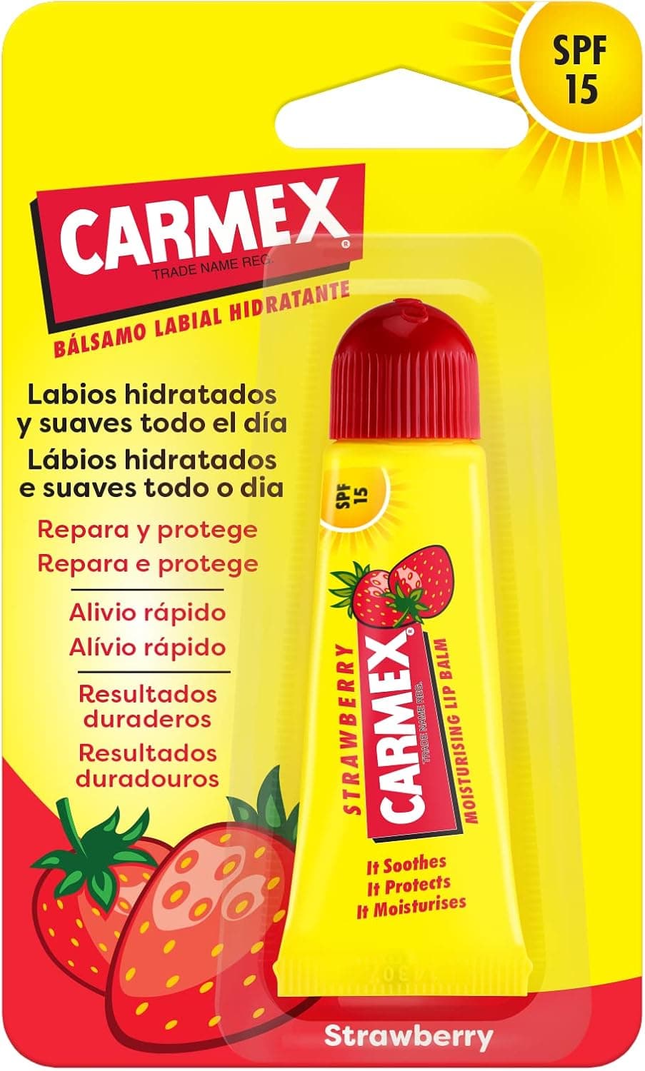 Carmex Bsparadisy Labial SPF 15, tubo de morango, 10 g