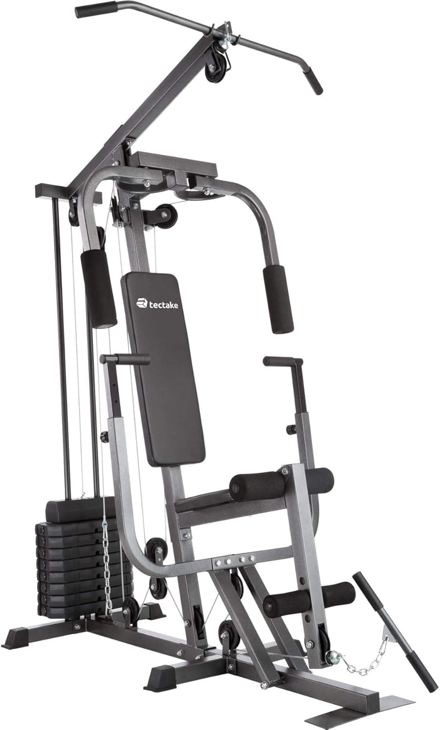 tectake® multiestação musculação, máquina de musculação multifuncional com polia ginásio borboleta, barra de exercícios, treino em casa, ginásio em casa, multiestação ginásio - preto