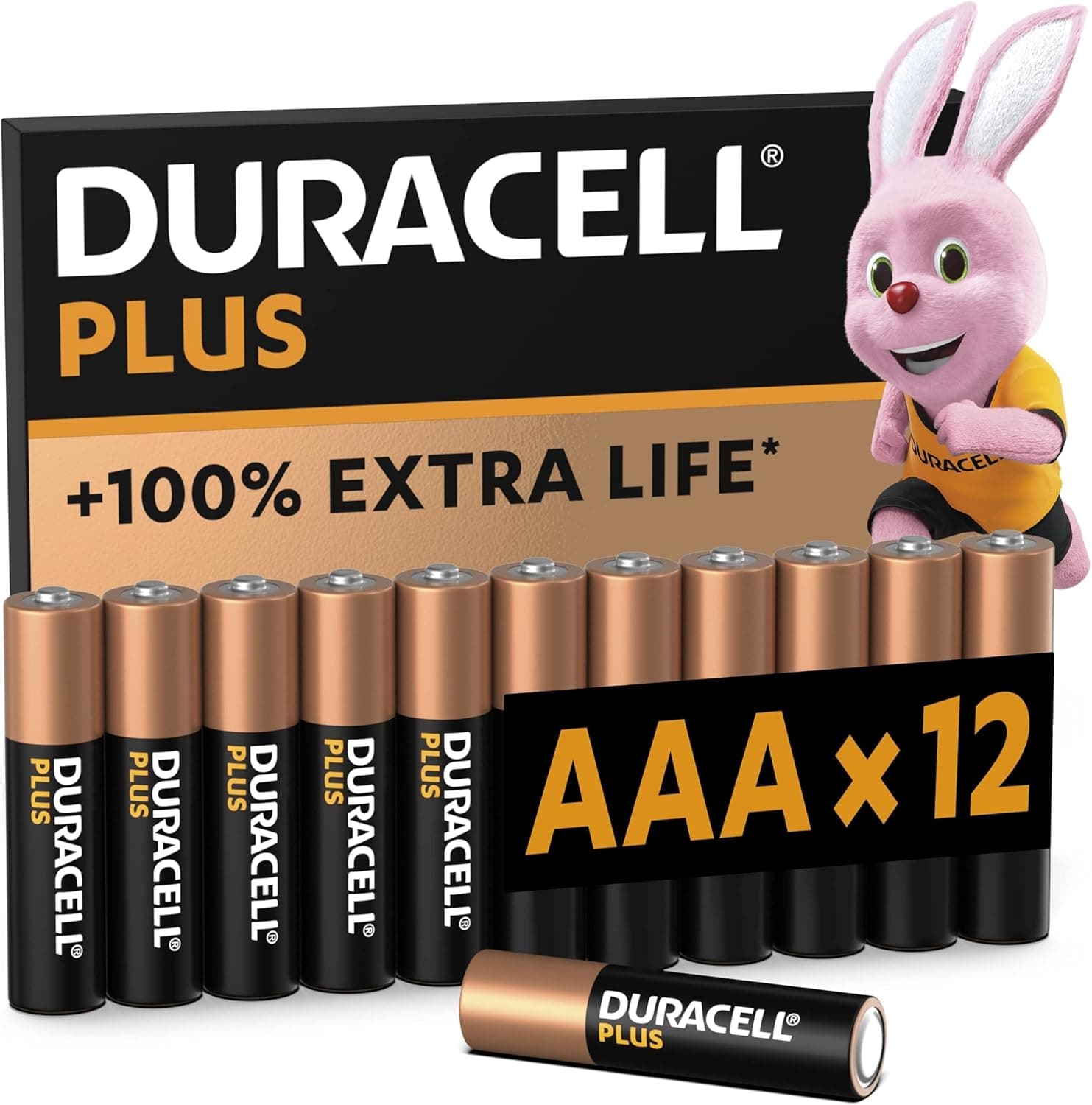 Duracell Plus AAA | Pilhas alcalinas 1,5 V pack de 12 com duração prolongada
