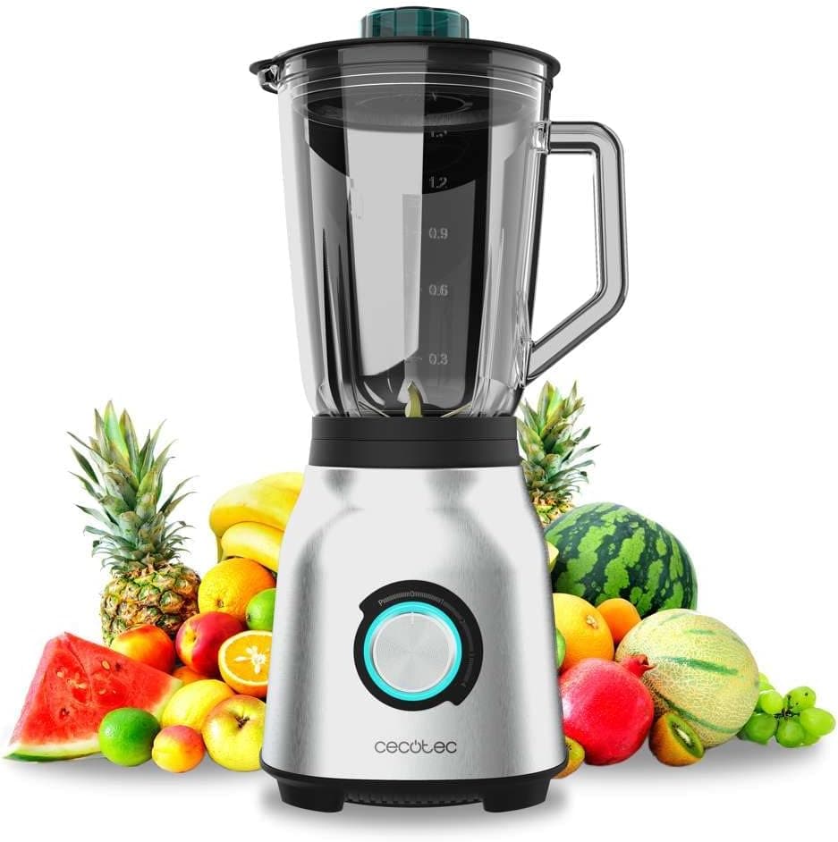 Cecotec Liquidificadora Power Black Titanium 1800MAX Blend It. Potência máxima de 1800 W, 5 velocidades, 6 lâminas de aço inoxidável, de gelo, função turbo e Smoothie, função AutoClean