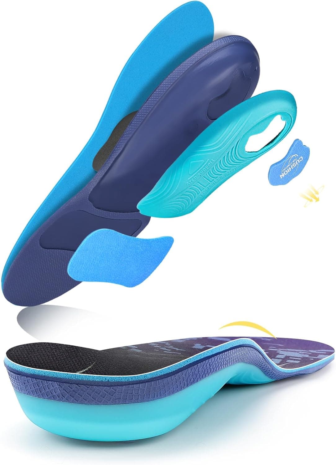 PCSsole palmilhas fascite plantar, palmilhas gel homem trabalho, palmilhas ortopédicas para mulheres e homens para pés planos, esporão calcanhar, alívio da dor de pé