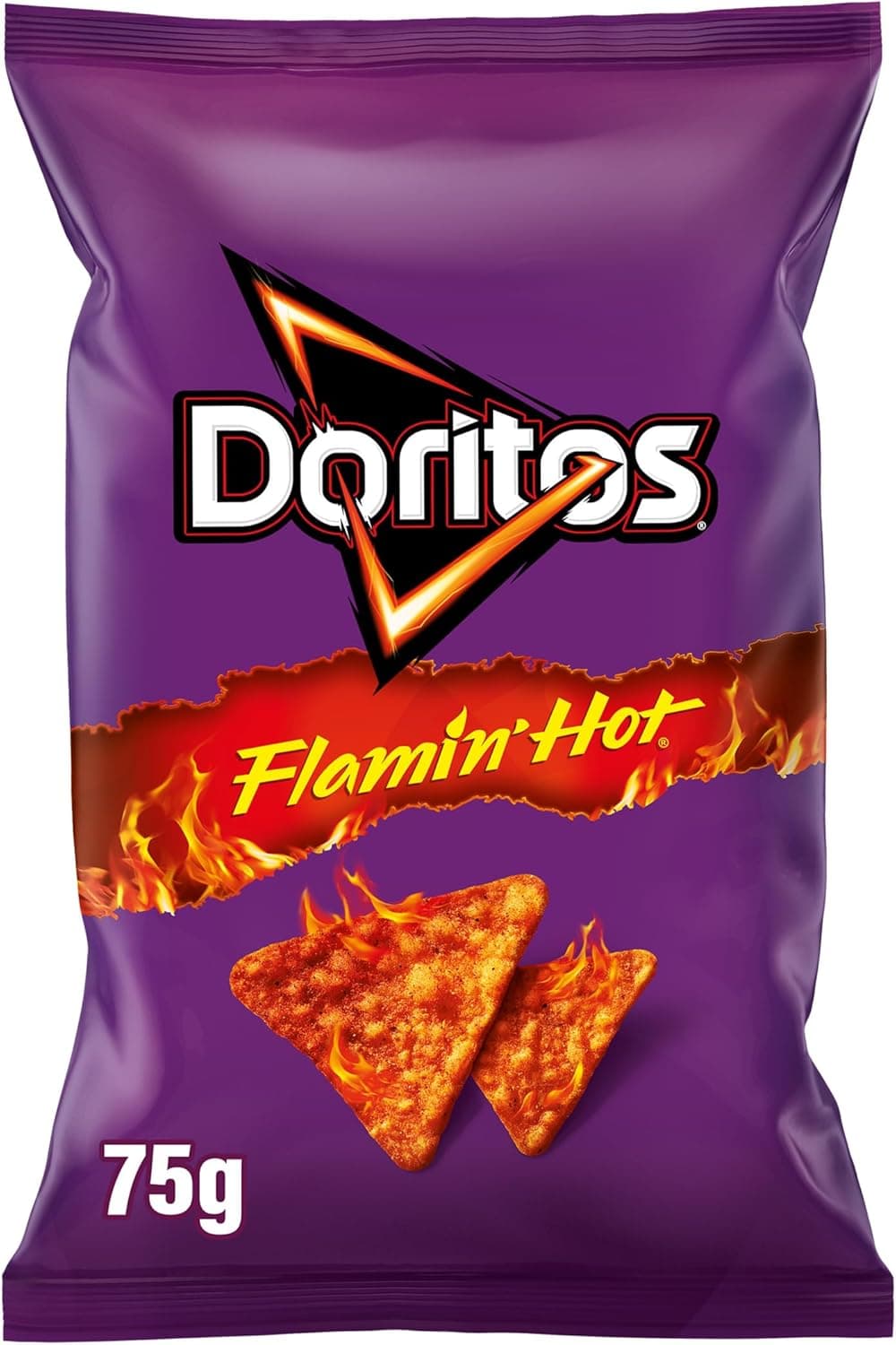 Doritos Flamin Hot, Snack de milho picante, saco individual de aperitivo, 75 g