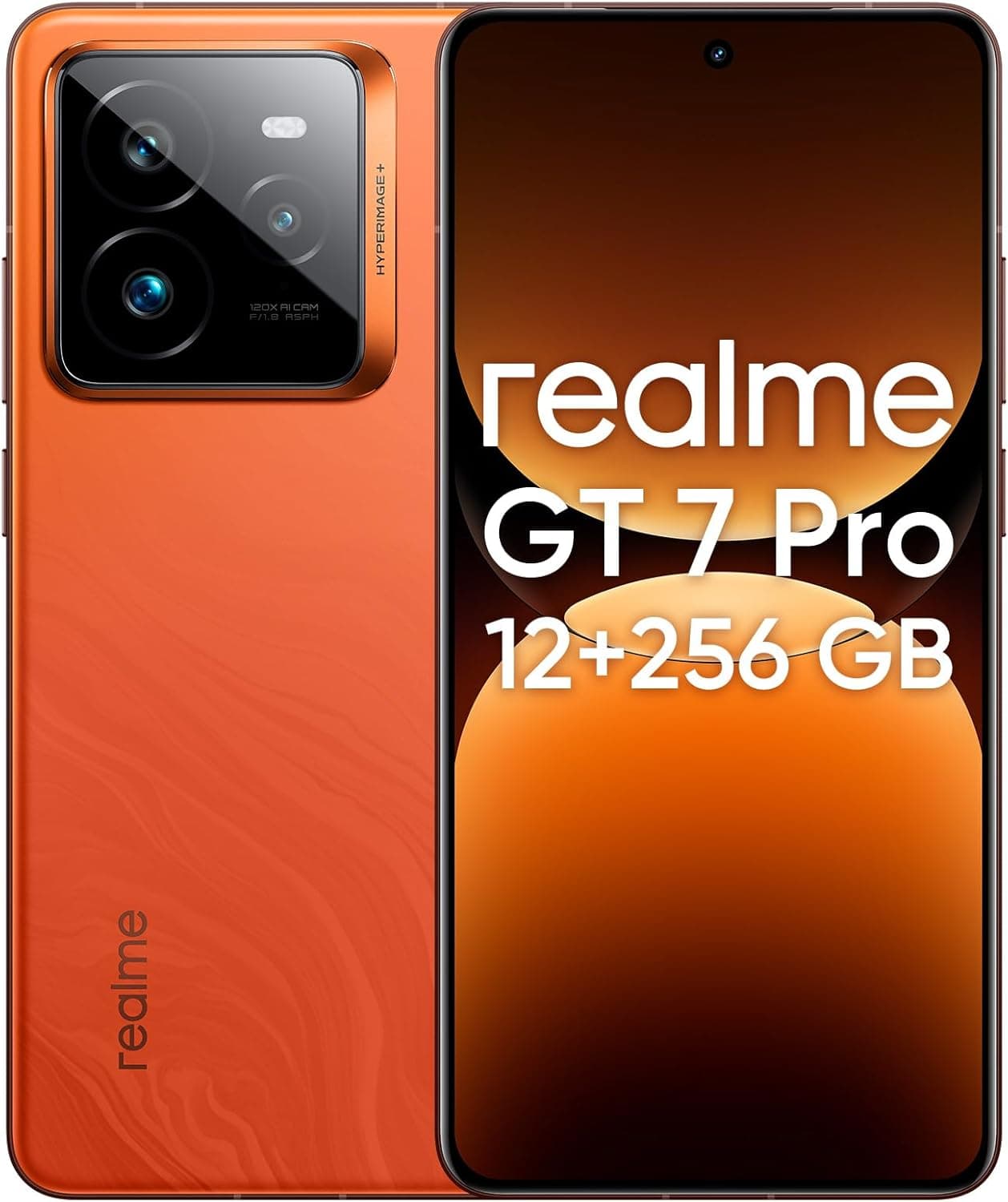 realme Smartphone GT 7 Pro 5G, 12 GB + 256GB, AI Display RealWorld Eco², bateria 6500 mAh, Qualcomm Snapdragon 8 Elite, câmara traseira tripla de 50 MP, telemóvel Selfie de 16 MP, laranja