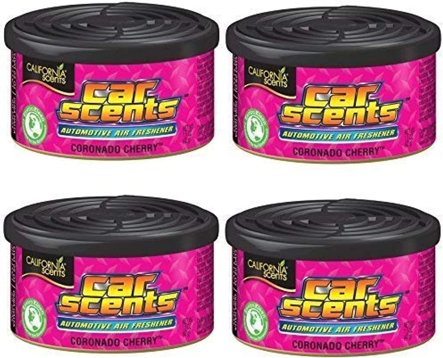 California Scents Ambientador de carro em lata - 4 pacotes - fragrância duradoura de cereja (até 30 dias) - controlo de intensidade de odor para um ambiente fresco e personalizado no seu carro, 42 g