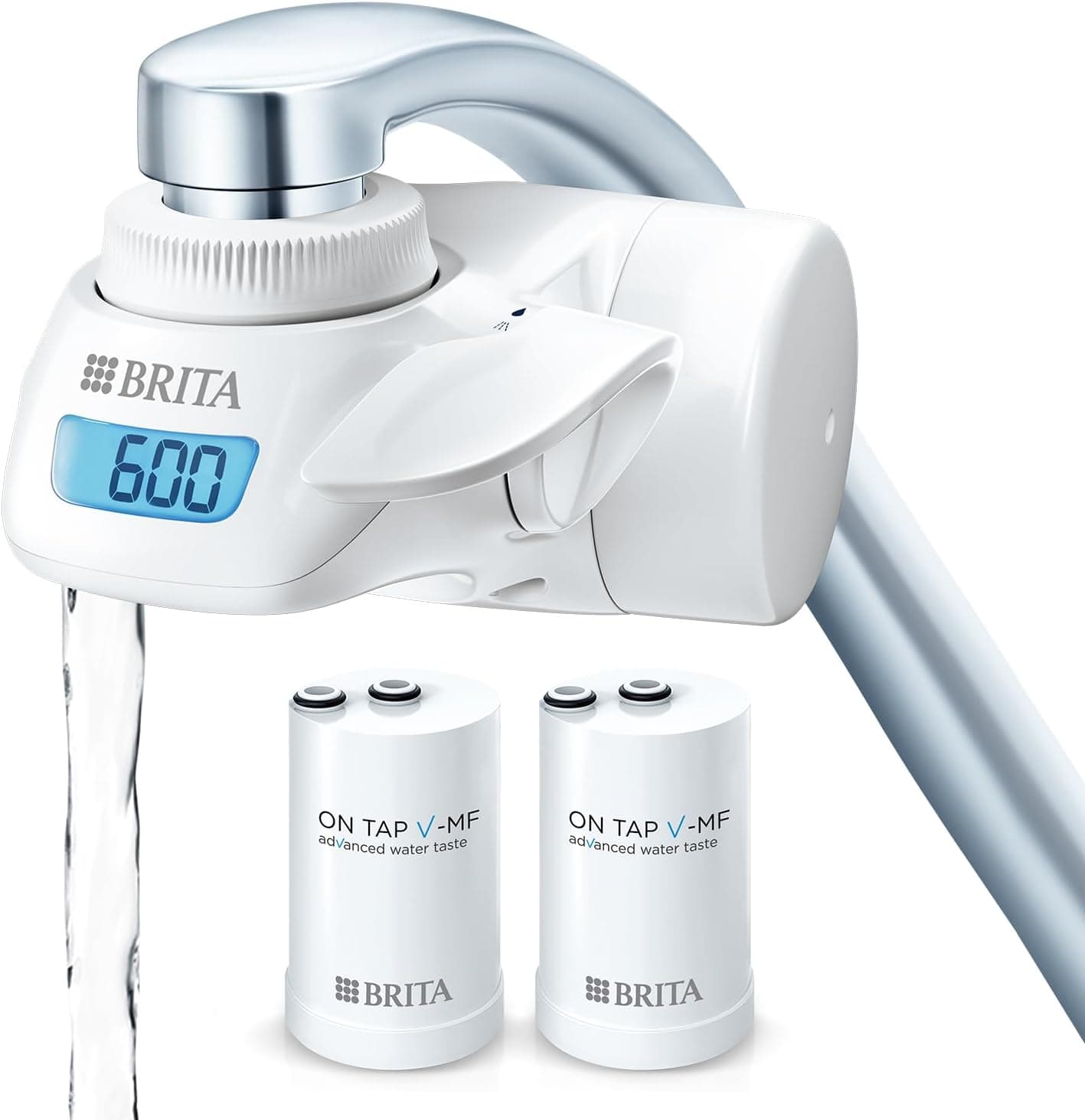 BRITA ON TAP Pro V-MF Sistema de filtração de água, incl. 2 cartuchos filtrantes (1,200 l) para água 99,99% livre de bactérias e sustentável com uma tecnologia de filtragem para um excelente sabor