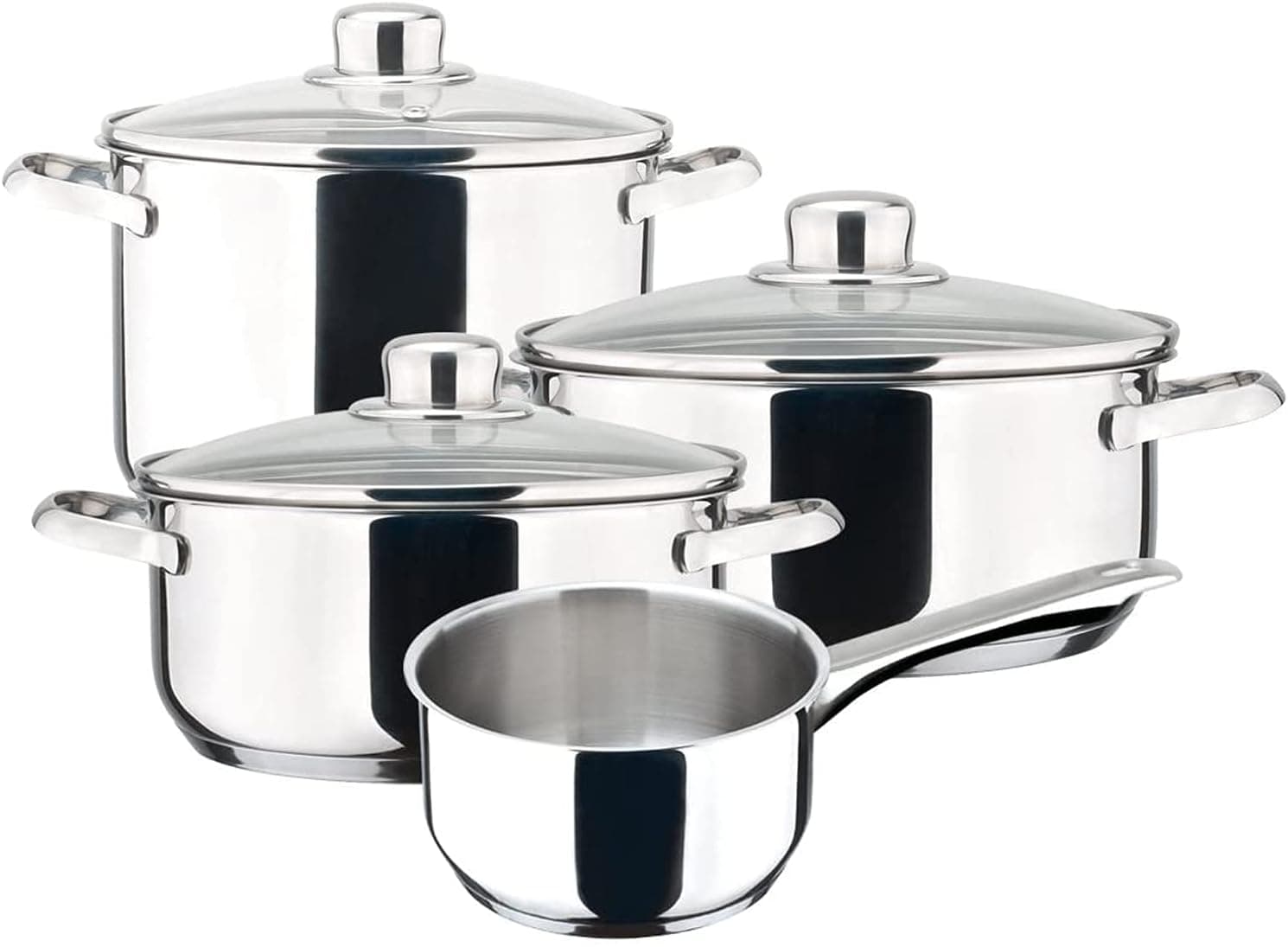 MAGEFESA ® Dux Bateria de cozinha, 7 peças, fabricada em aço inoxidável 18/10, compatível com todos os tipos de fogo, indução, fácil limpeza e máquina de lavar louça