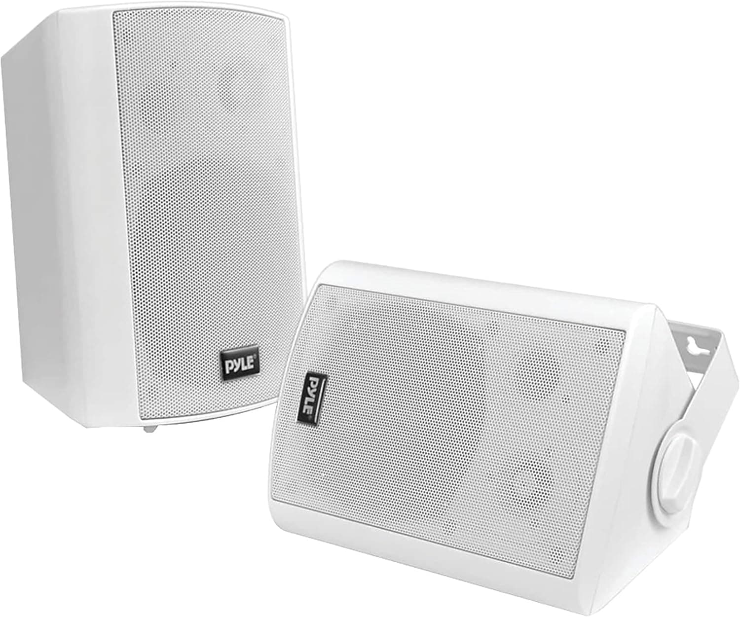 Pyle Sistema de colunas estéreo, portáteis, resistentes à interérie, sem fios, montagem de parede, interiores, exteriores. Branco