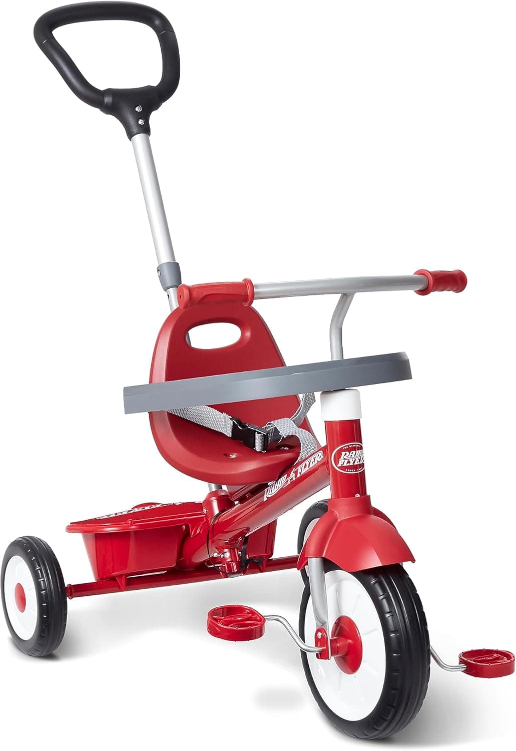 Radio Flyer Triciclo 3 em 1 para passear, triângulo vermelho para crianças pequenas de 1,5 a 5 anos