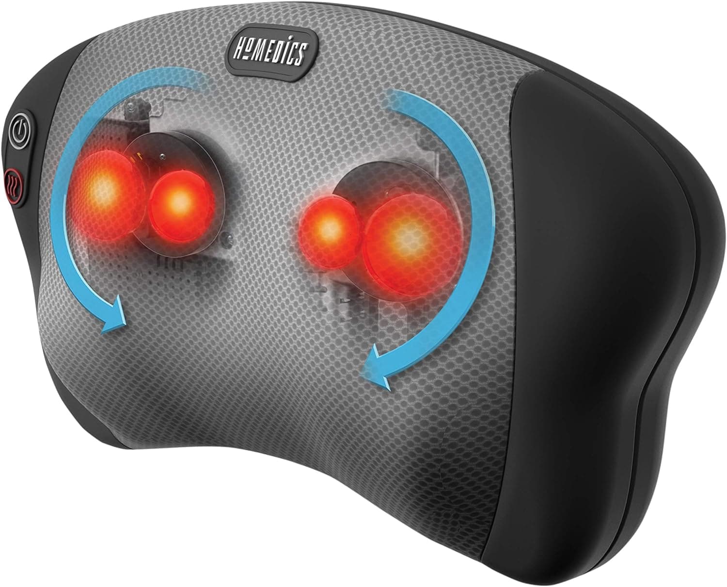 HoMedics Dual Cushion Almofada de massagem elétrica portátil, massageador Shiatsu compacto com calor relaxante para aliviar nós e contracturas nas costas, ombros, pescoço, lombares e pernas