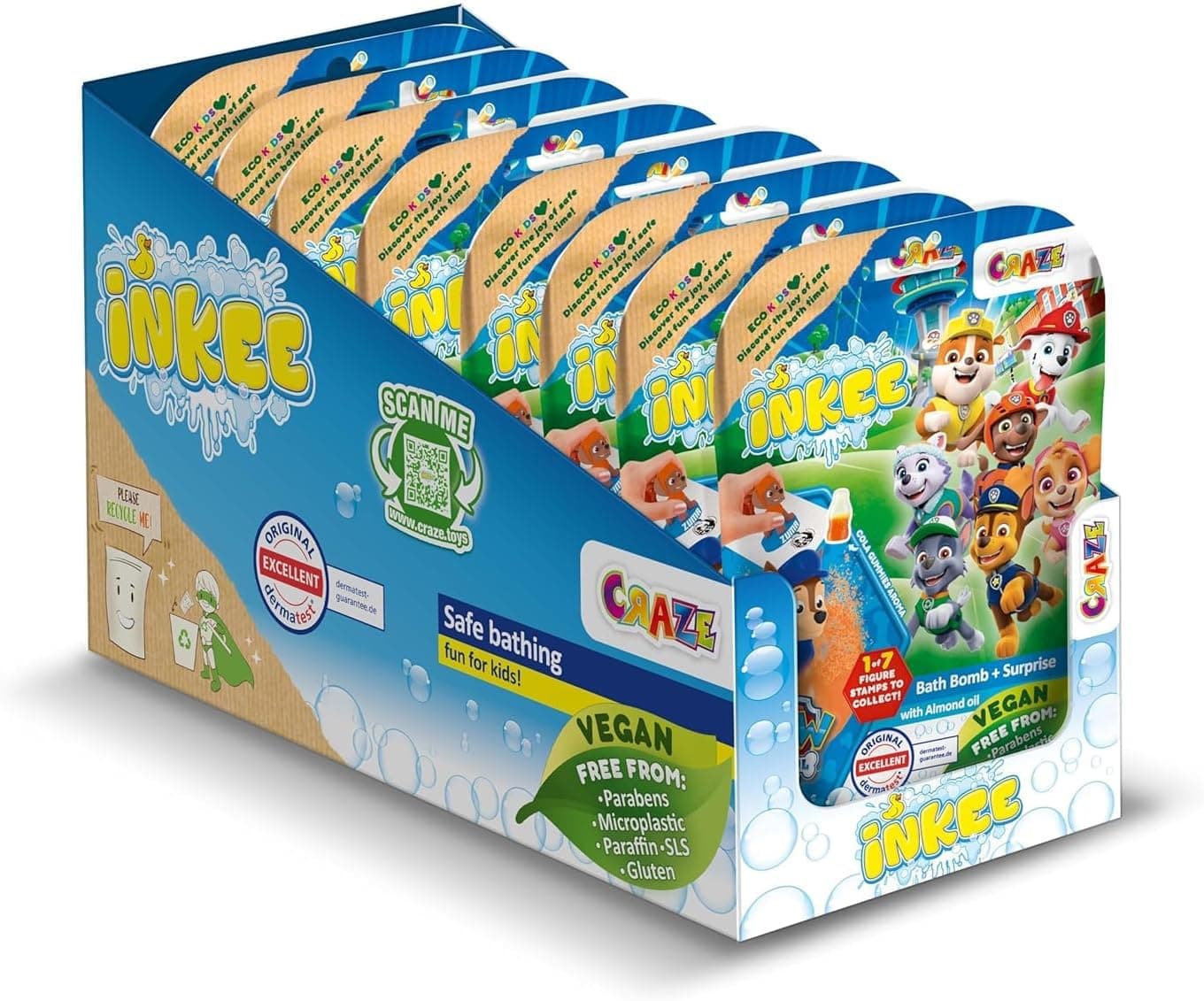 INKEE Paw Patrol | Bombas de banho aromatizadas para crianças com surpresa, pack de 8 unidades
