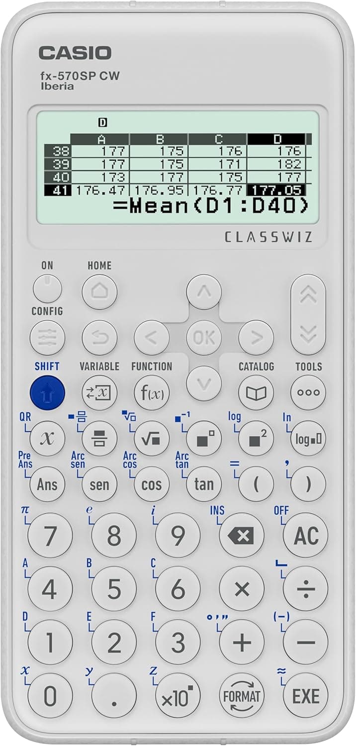 Casio FX-570SP CW Calculadora científica, recomendada para o curriculum espanhol e português, 5 idiomas, mais de 560 funções, cor branca