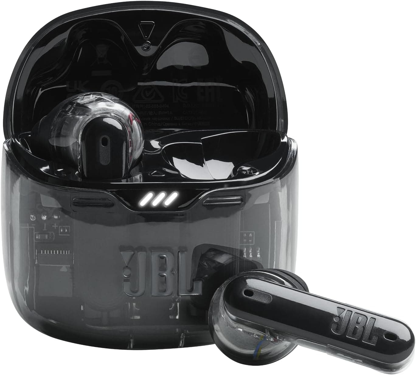 JBL Tune Flex Ghost, auriculares In-Ear sem fios com cancelamento de ruído adaptativo, Bluetooth, resistente à água e ao suor IPX4, aplicação JBL Headphones e bateria de 32 horas, Black Ghost