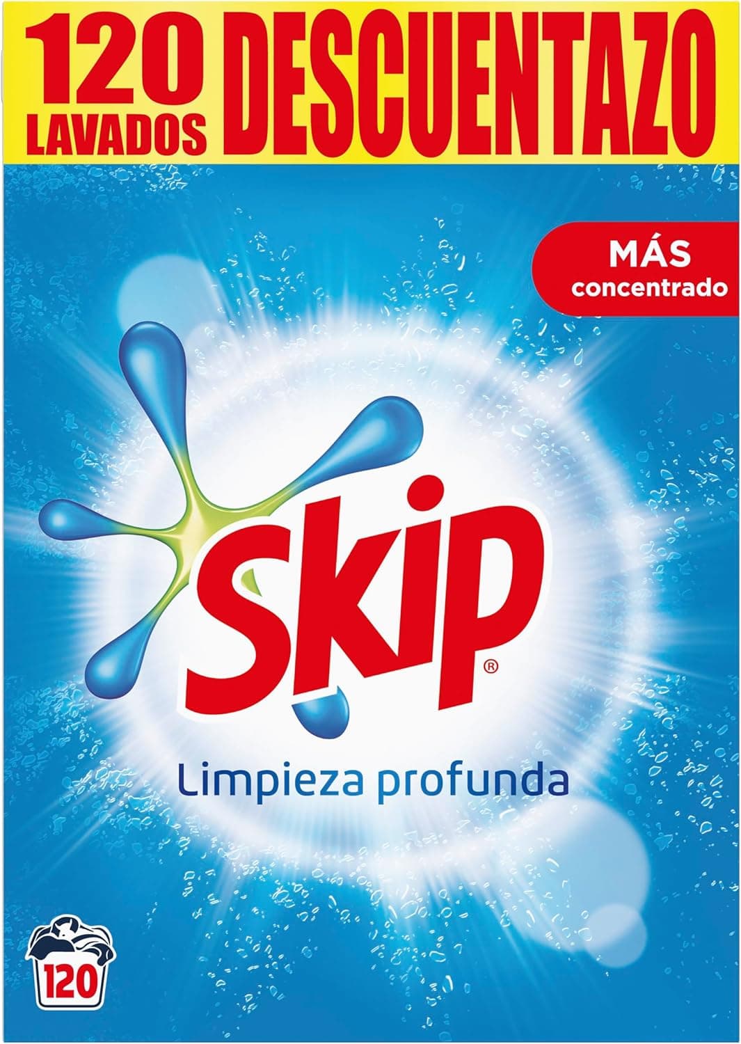 Skip detergente em pó para a roupa, limpeza profunda 120 lavagens