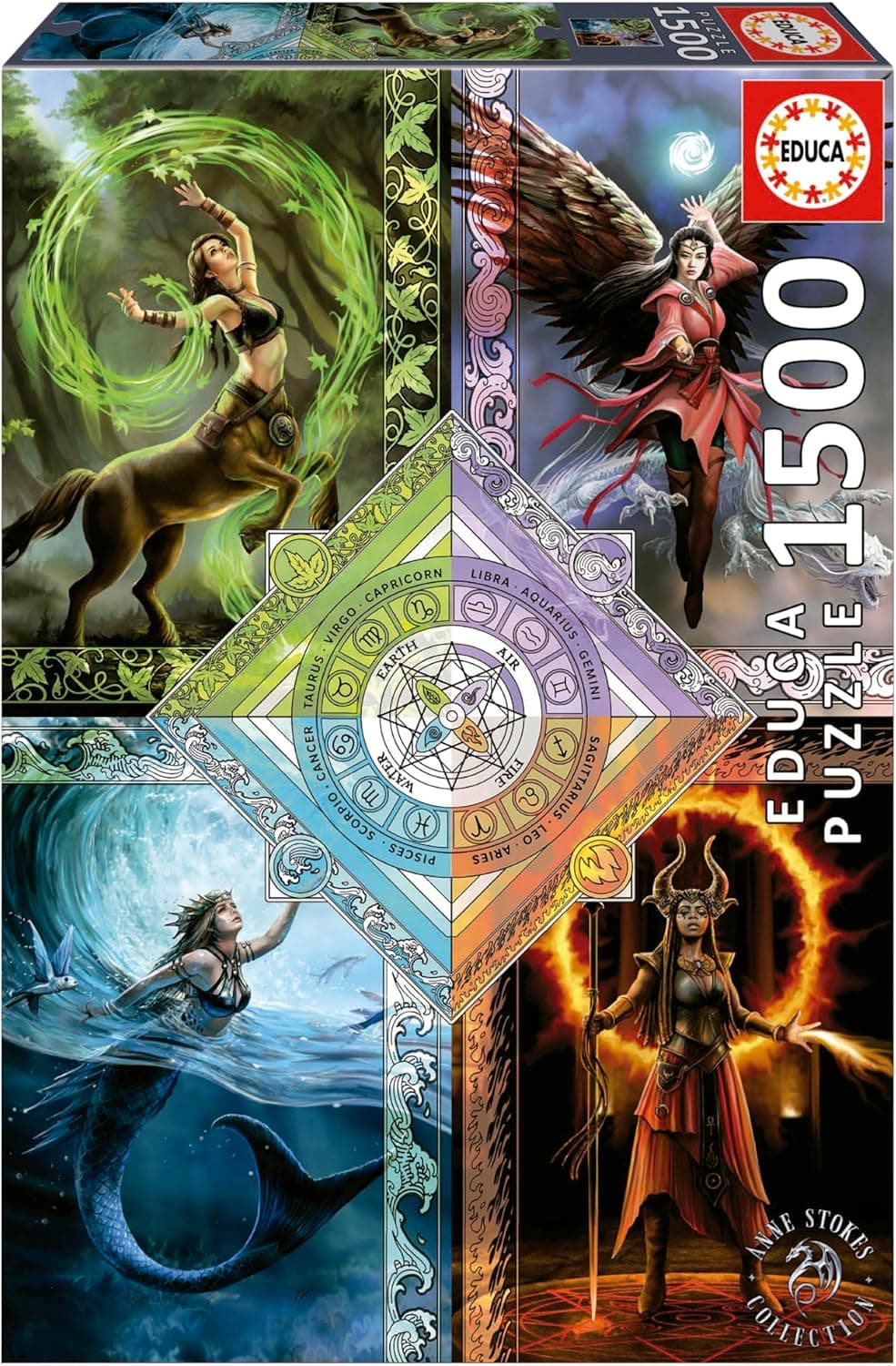 Educa - Elemental Magic Star Chart, Anne Stokes | Puzzle de 1500 peças para adultos. Medidas: 85 x 60 cm. Inclui uma cauda Fix Puzzle. 14 Anos (19941)