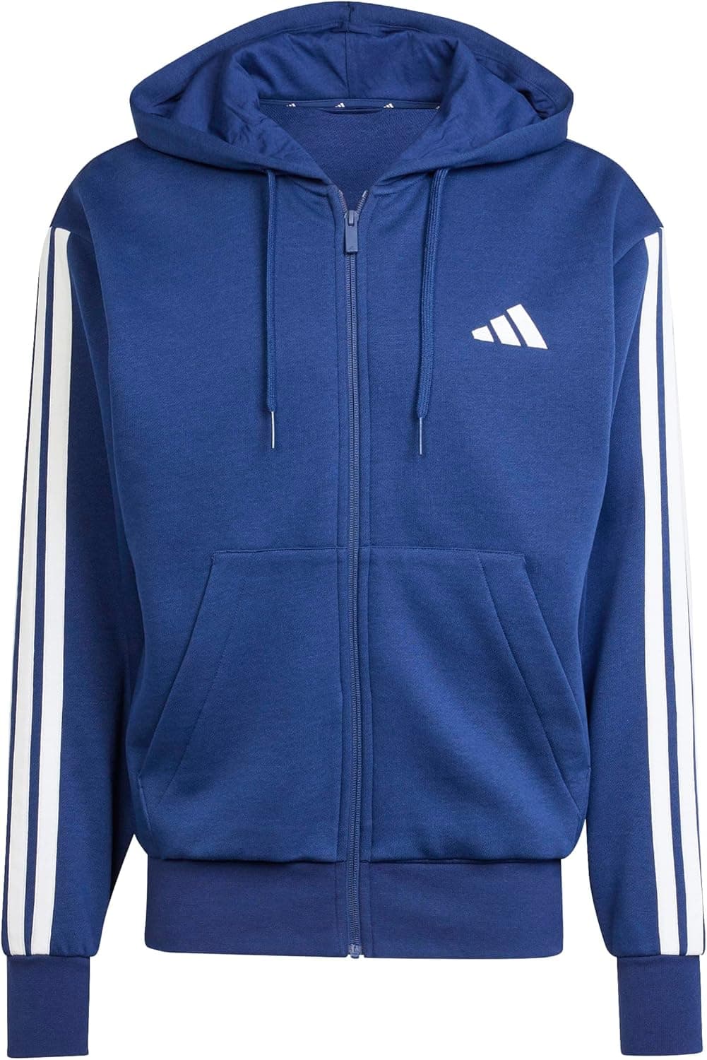 adidas Camisola com capuz de forro polar com três riscas essenciais para homem