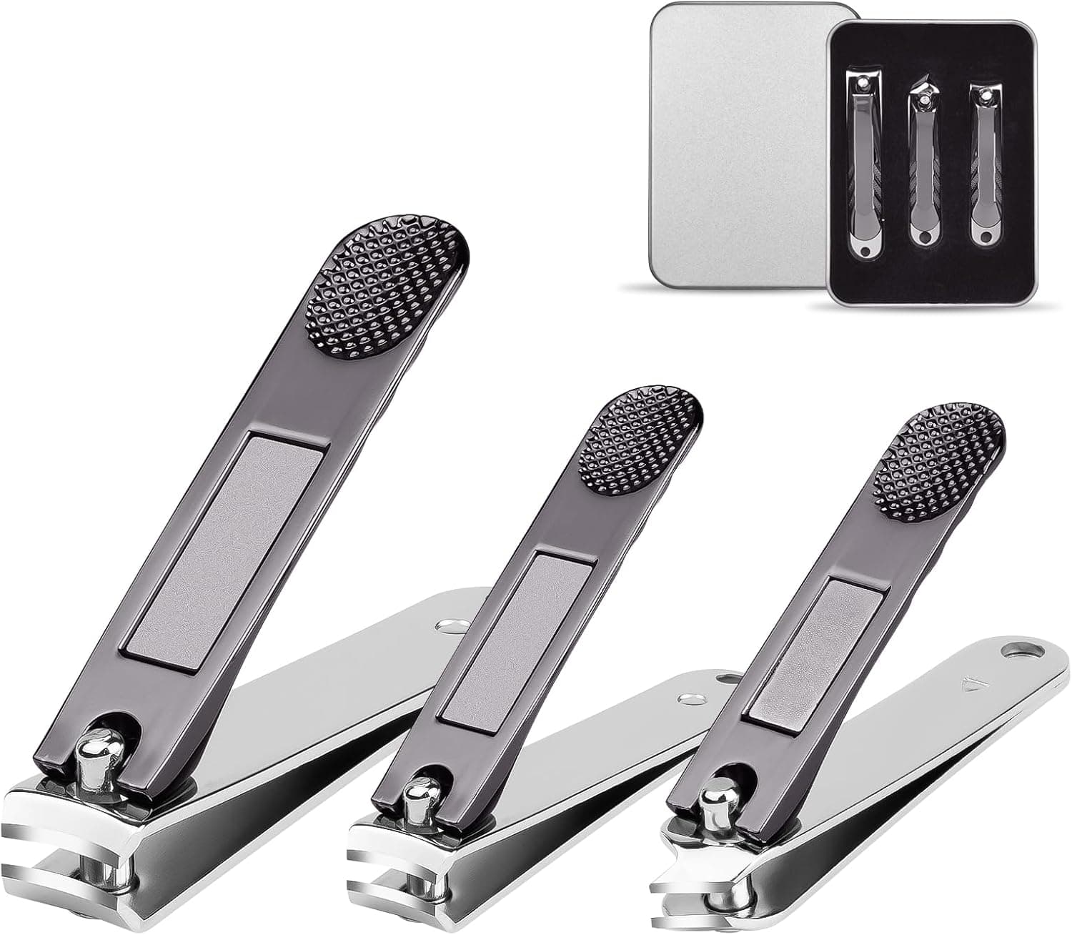 LOPHE Corta-unhas profissional, 3 peças, curta unhas adulto com caixa, Nail Clippers ferramenta de corte profissional para preparação de manicure para homem e mulher
