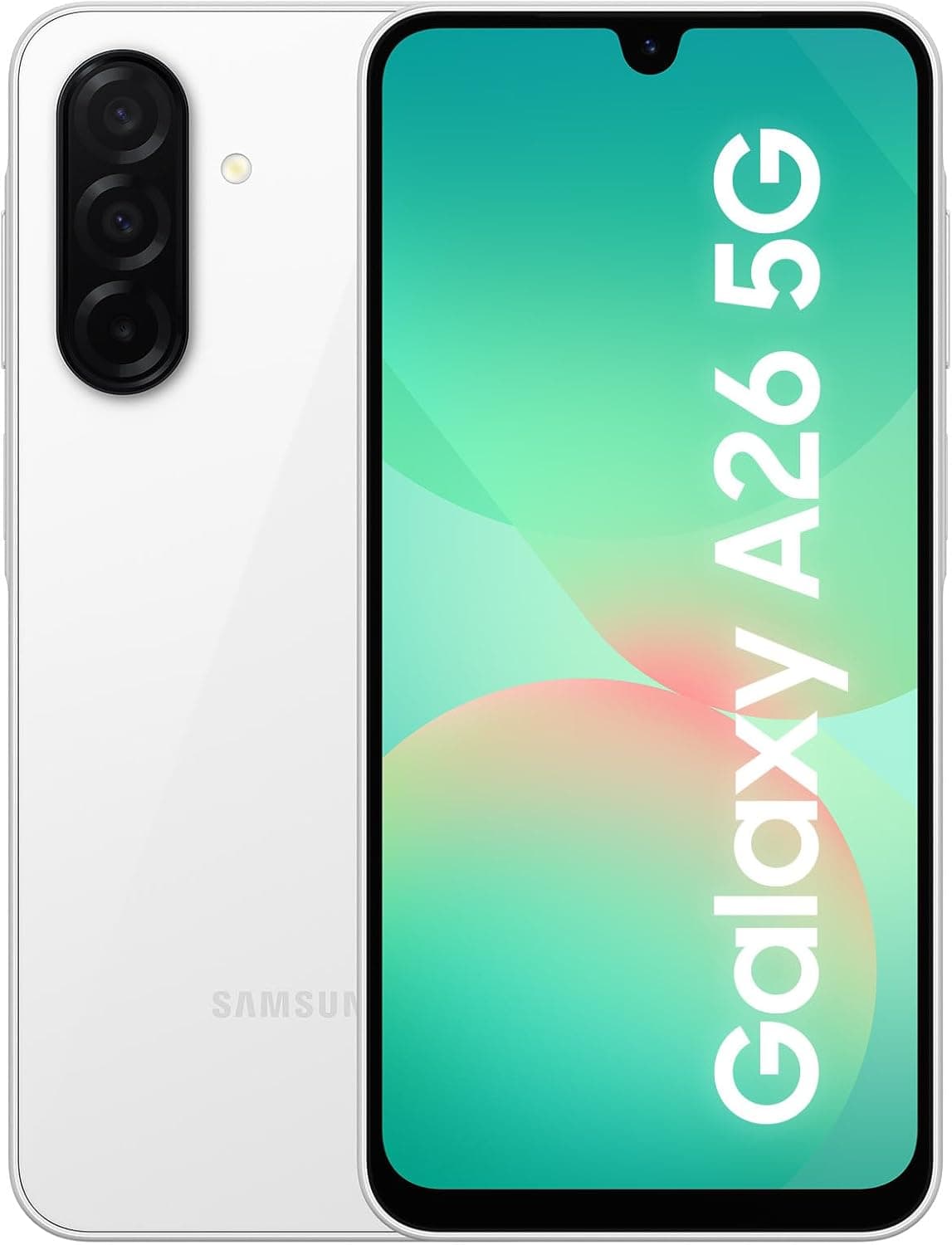 Samsung Galaxy A26 5G 128 GB Telemóvel, inteligência incrível, 6 GB RAM, 50 MP câmera, branco, garantia do fabricante 3 anos + 1 ano extra