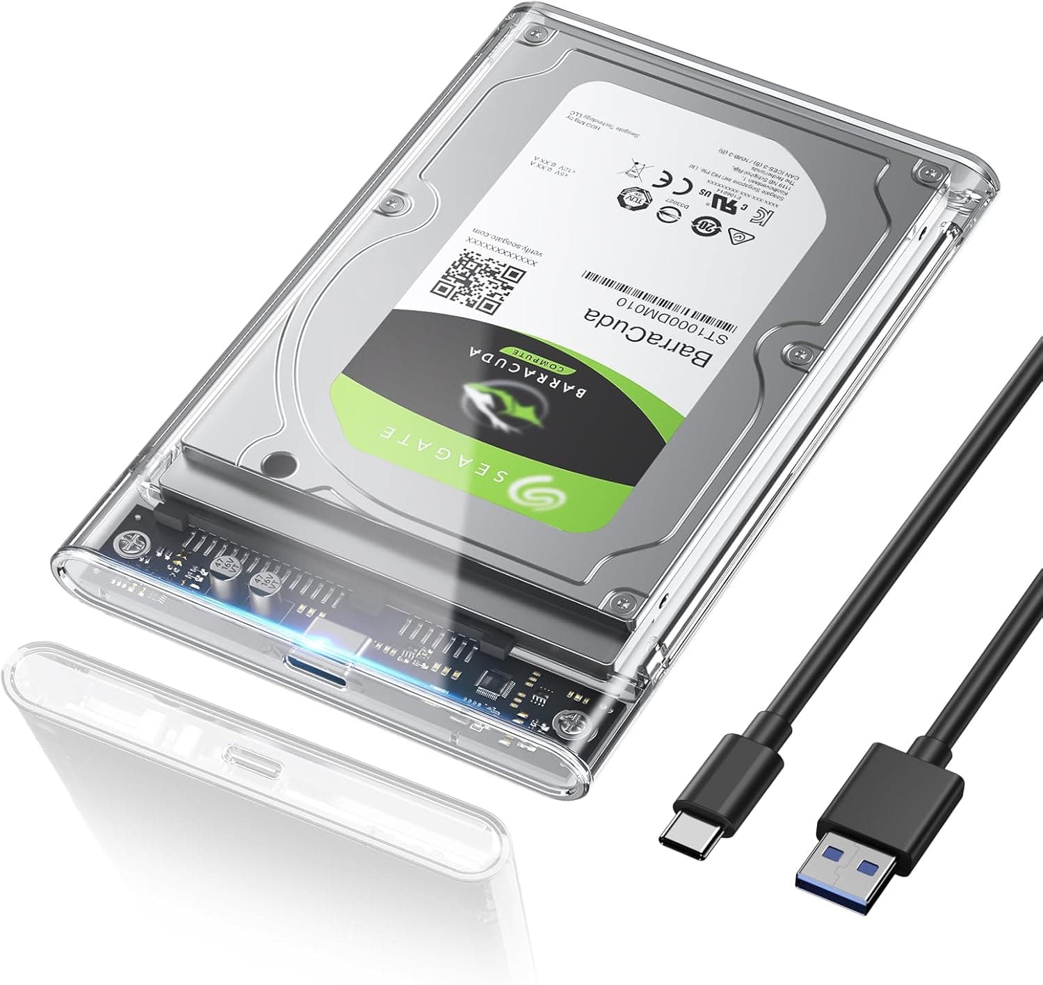 POSUGEAR Capa de disco rígido 2,5, 6 Gbps USB C 3,1 Gen 2 caixa de disco rígido para HDD SSD SATA I/II/III de 7 mm e 9,5 mm de altura com cabo USB, suporta UASP&TRIM, não requer ferramentas