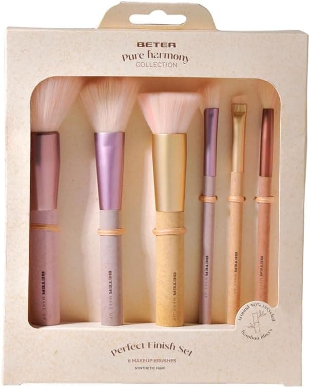 Beter - Conjunto de pincéis de maquilhagem Pure Harmony, 6 pincéis para rosto e olhos, conjunto pincéis de maquilhagem, para pós, base, colorete e sombras, Set Make up Brush, ideal para presente