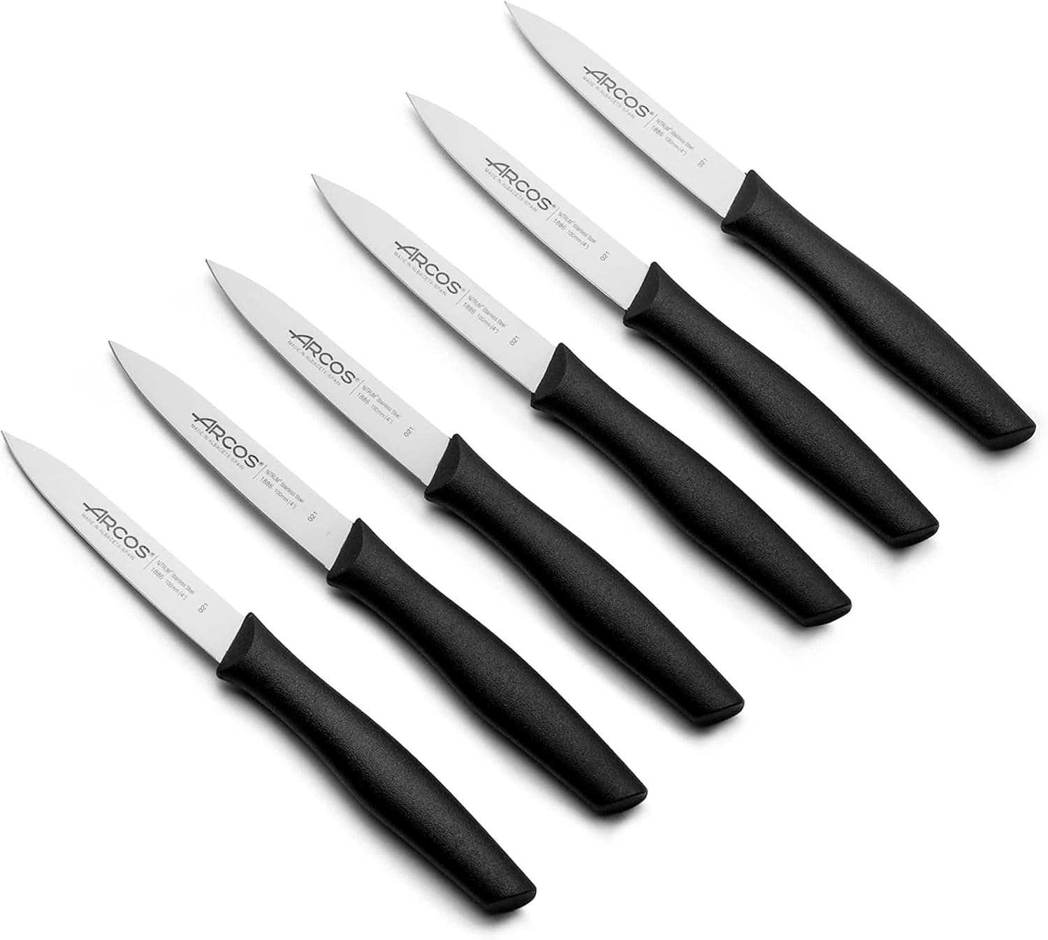ARCOS Conjunto de 6 facas de corte com lâmina de 100 mm em aço inoxidável e cabo de polipropileno. Conjunto de facas de cozinha para descascar adequado para máquina de lavar louça