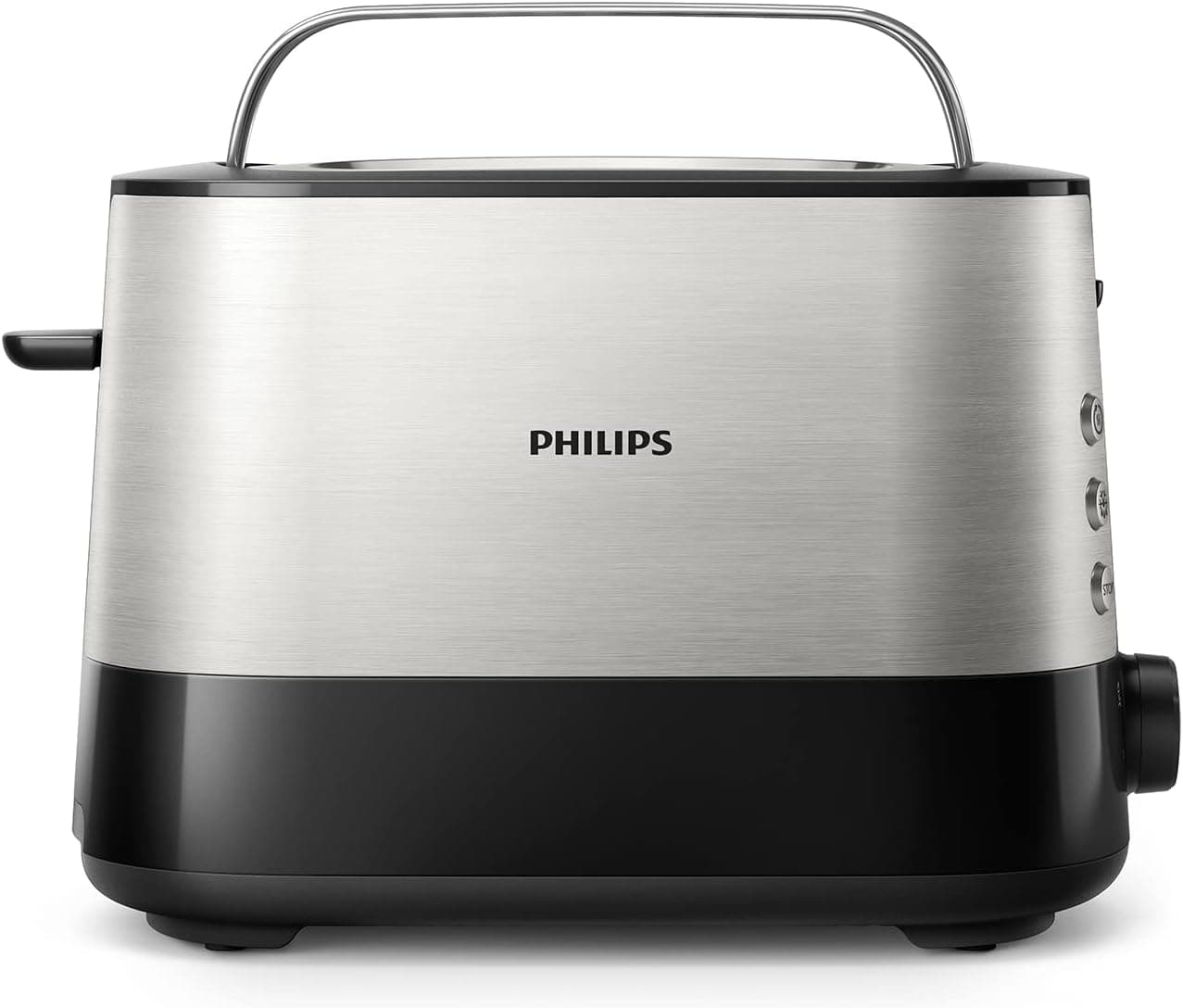 Philips Torradeira, 2 ranhuras, 7 ajustes, grelha aquecida, descongelação, desligamento automático, alta elevação, preto (HD2637/90)