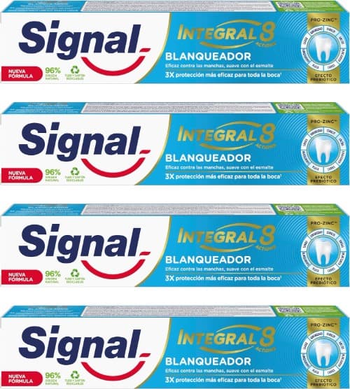 Signal Pasta de dentes integral 8 branqueador com ingredientes de origem natural 75 ml x 4