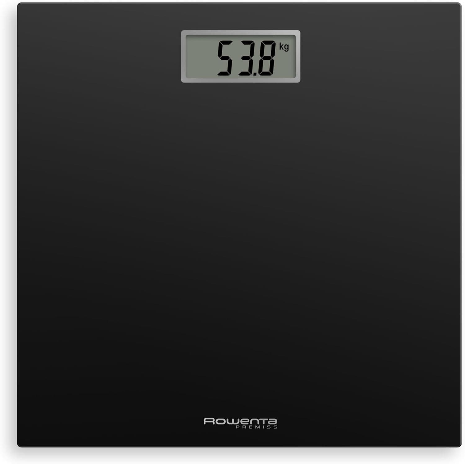 Rowenta BS1400 Premiss - Balança de casa de banho com ecrã LCD, design fino de 2 cm de altura, até 150 kg e 100 g precisão, ligar e desligar automático, preto