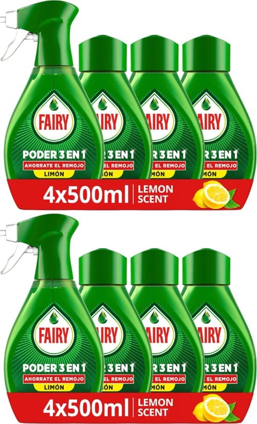 FAIRY Spray recarga antigrasa limão 4x500ml | Detergente para loiça e cozinha