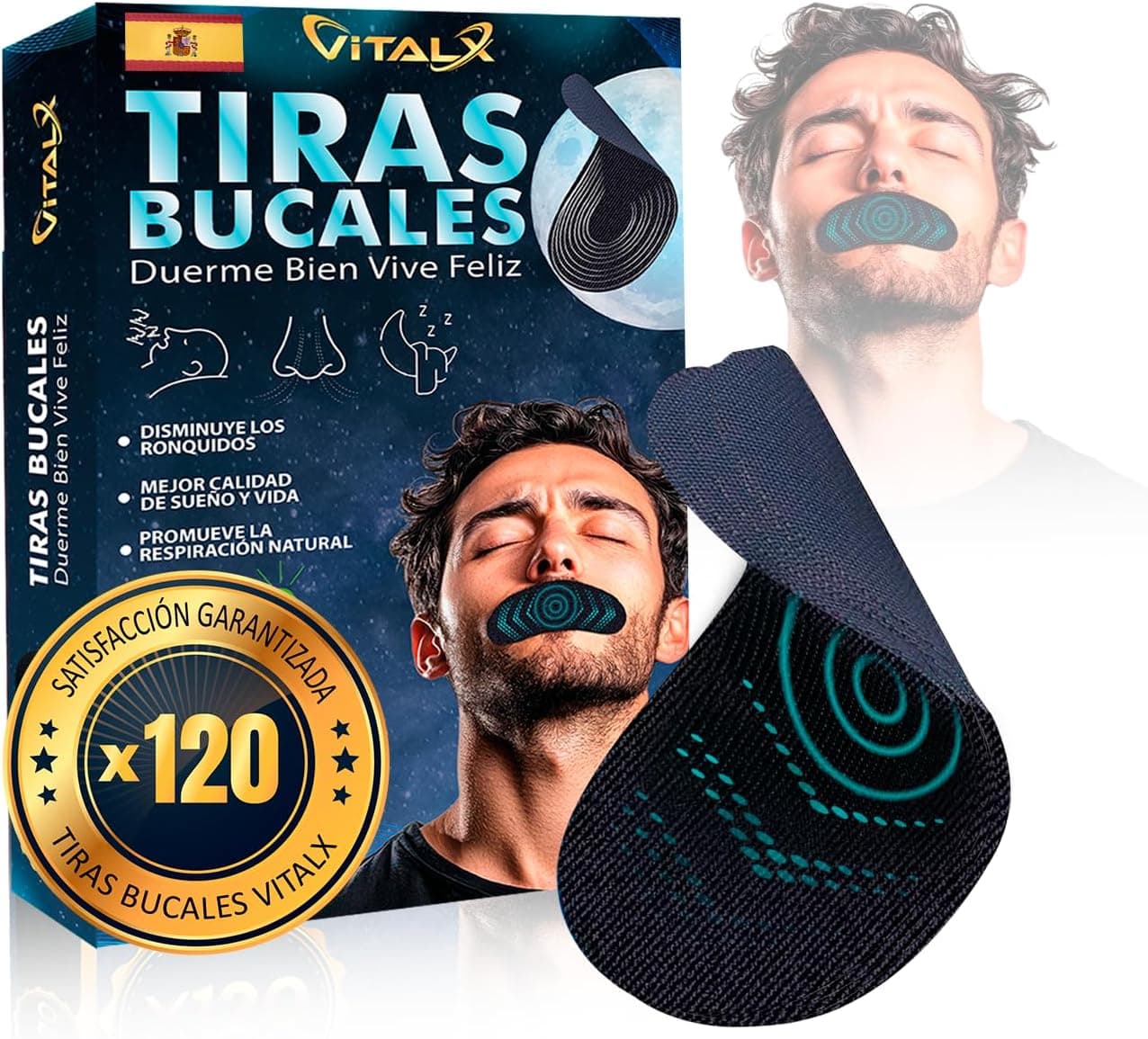 VITALX SUPER PACK | Fitas adesivas para dormir e reduzir o ressonar com guia de utilização 120 unidades