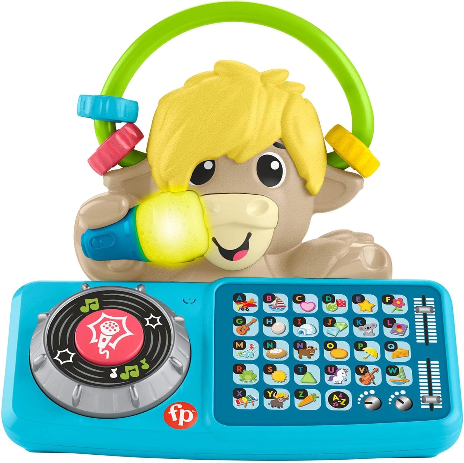 Fisher-Price Banda animal A to Z Yak, brinquedo de aprendizagem para bebés e meninos e meninas pequenas com música e luzes interativas para meninos e meninas, a partir de 9 meses, castelano, HYK92
