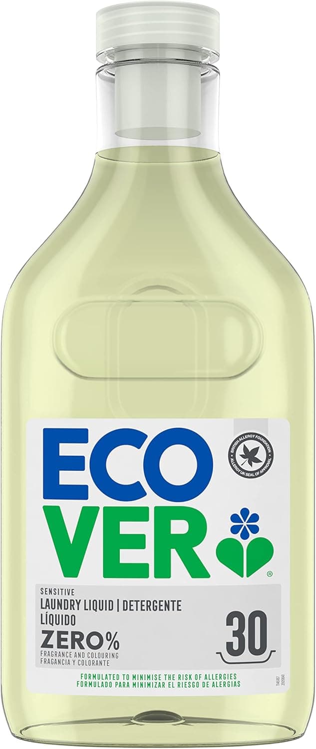 Ecover ZERO | Detergente líquido ecológico sem fragrância ingredientes biodegradáveis vegan embalagem 1,5 L