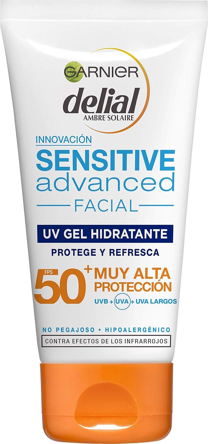 Garnier Delial Sensitive Advanced, Protetor Solar Facial Gel UV Hidratante IP50 plus, 50 ml