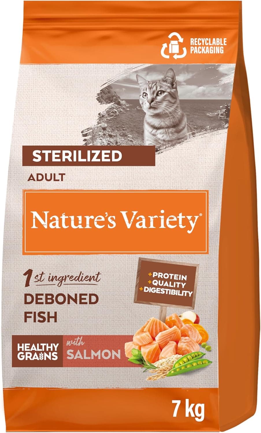 Nature's Variety Healthy Grains ração para gatos esterilizados com salmão norueguês - 7 kg
