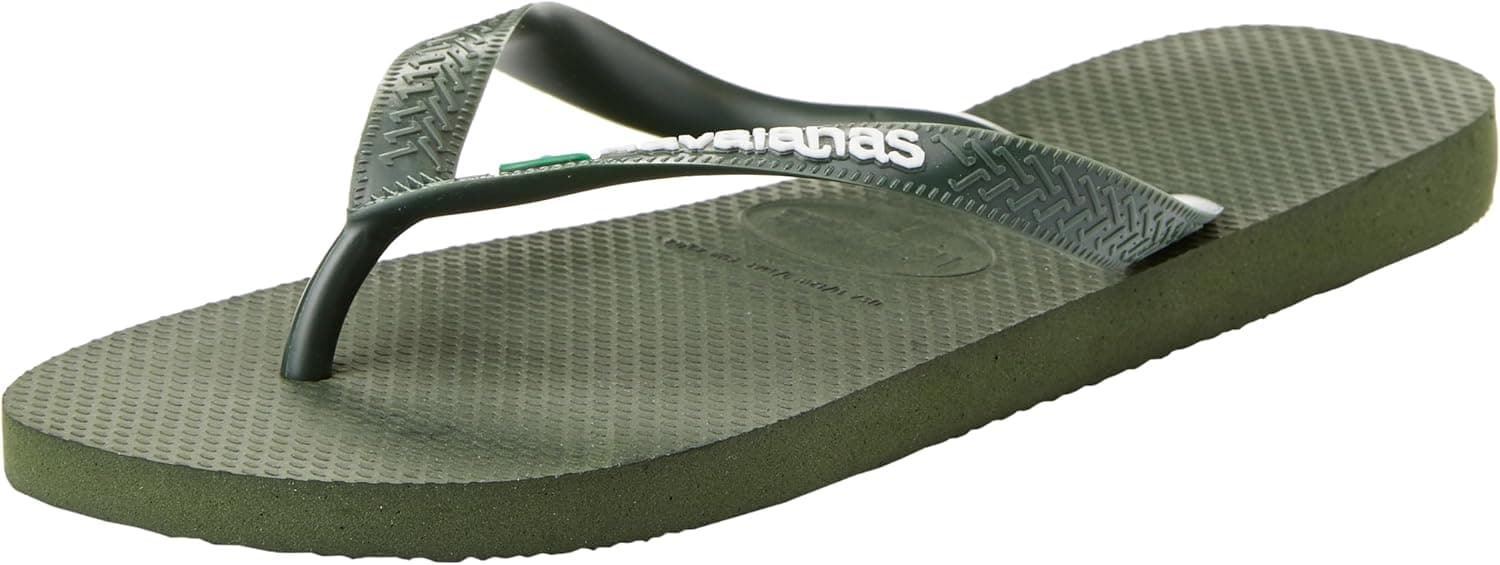 Havaianas - Top Brasil, Chanclas Cómodas, Duraderas y Ligeras, con Suela Antideslizante, Bandera de Brasil en las Tiras, Adultos Unisex 39/40 EU Green Olive