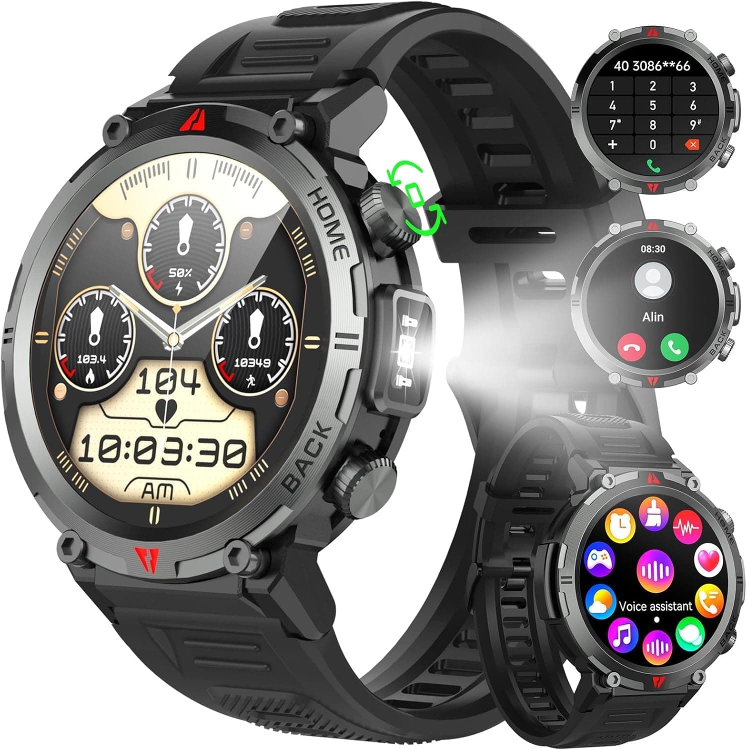 IFMDA Presente Dia dos Pais relógio inteligente homem com chamada Bluetooth - 1,45" Smartwatches com podómetro, ritmo cardíaco, sonho, monitor SpO2, 110 modos desportivos, relógios homens para iOS