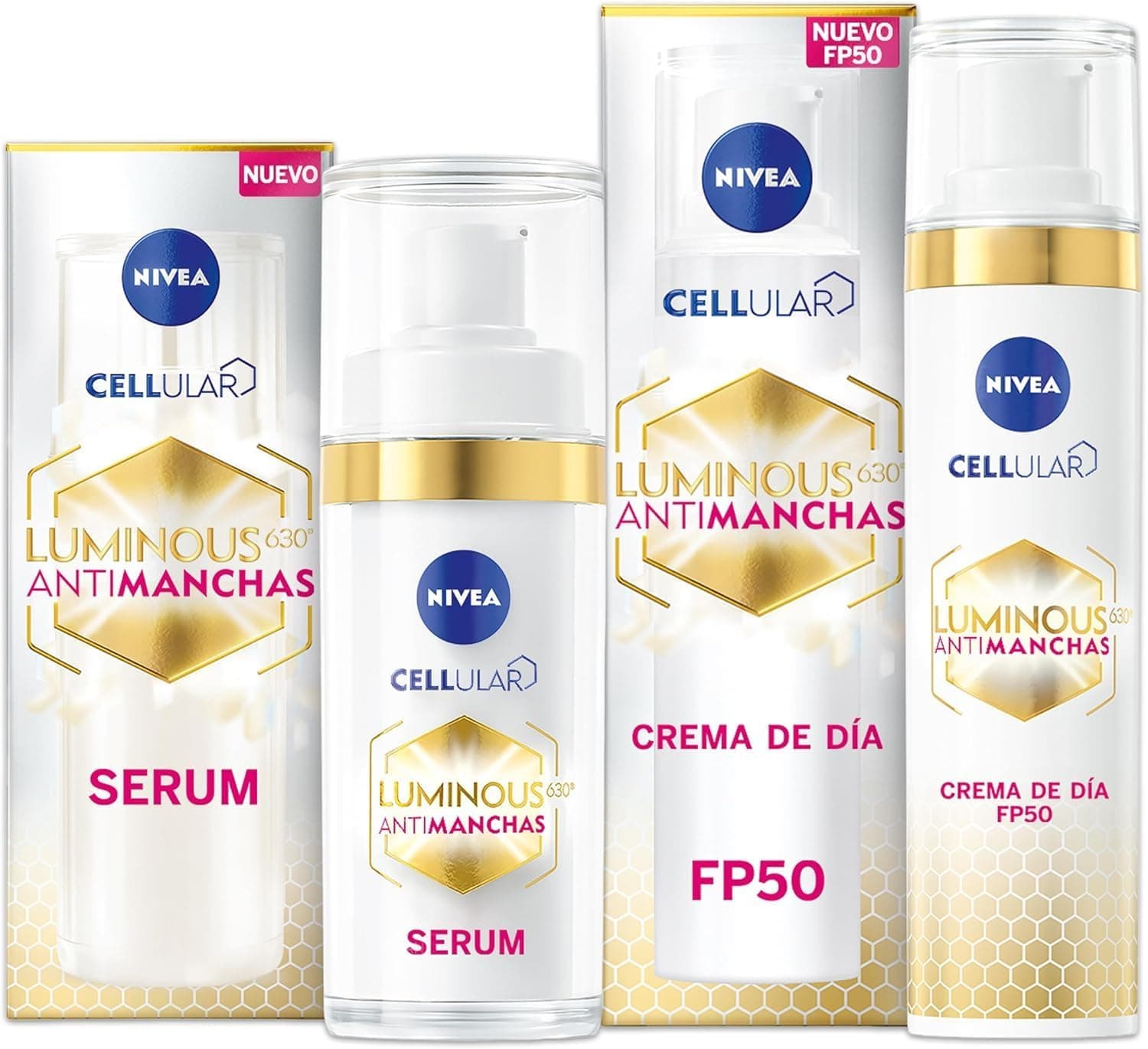 NIVEA Cellular LUMINOUS 630 Pack antimanchas, tratamento avançado, conjunto de presente com soro facial (1 x 30 ml) e creme de dia (1 x 40 ml) para uma pele uniforme e luminosa