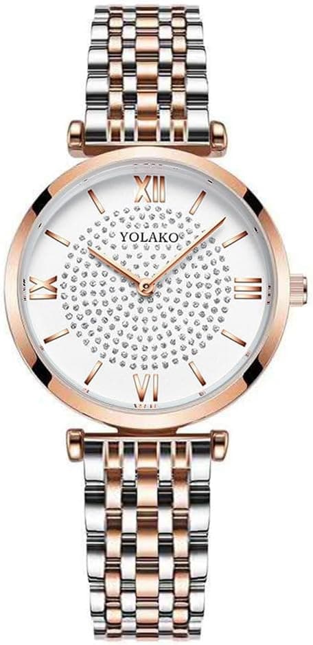 Basfur Relógio de vestir Fe-Montre-074-01, Silver & Gold Band / mostrador branco, moderno