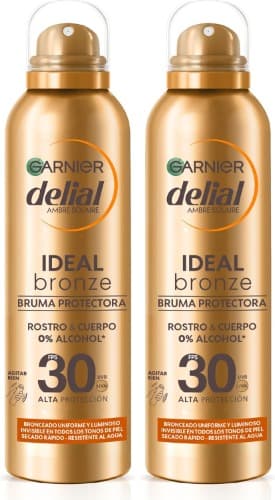 Garnier Delial Ideal Bronze | Bruma protectora bronzeadora FPS 30, sem álcool, invisible, secagem rápida, alta proteção resistente à água, 150 ml