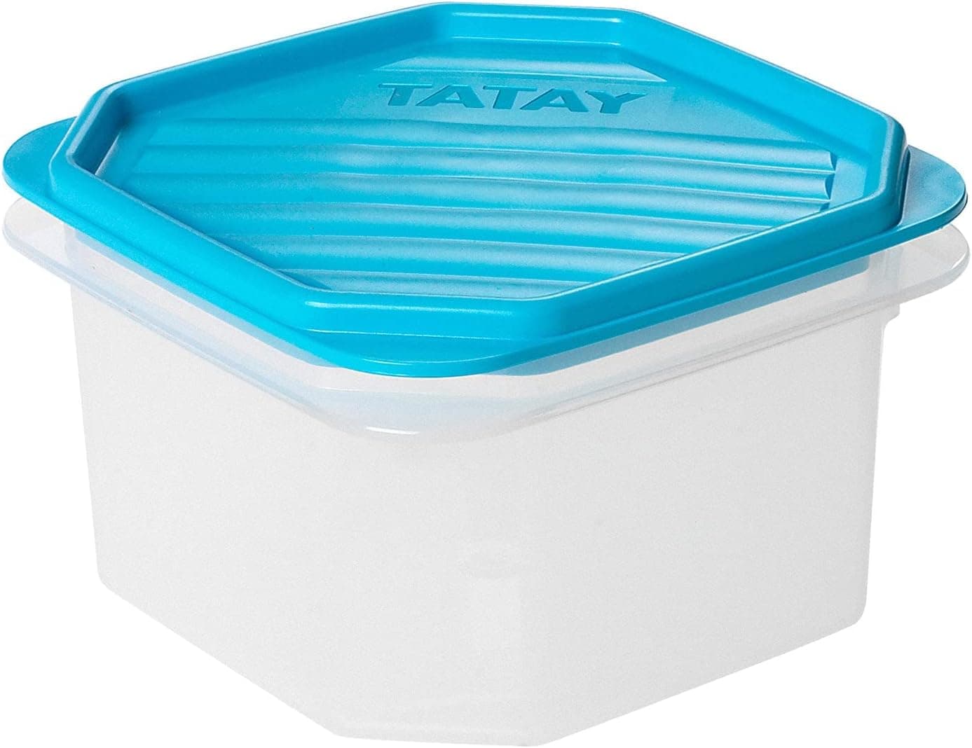 Tatay Lancheira de alimentos, hermética, 0,6 L de capacidade, tampa flexível a pressão, livre de BPA, micro-ondas e máquina de lavar louça, cor azul, medidas: 12 x 12 x 7,5 cm