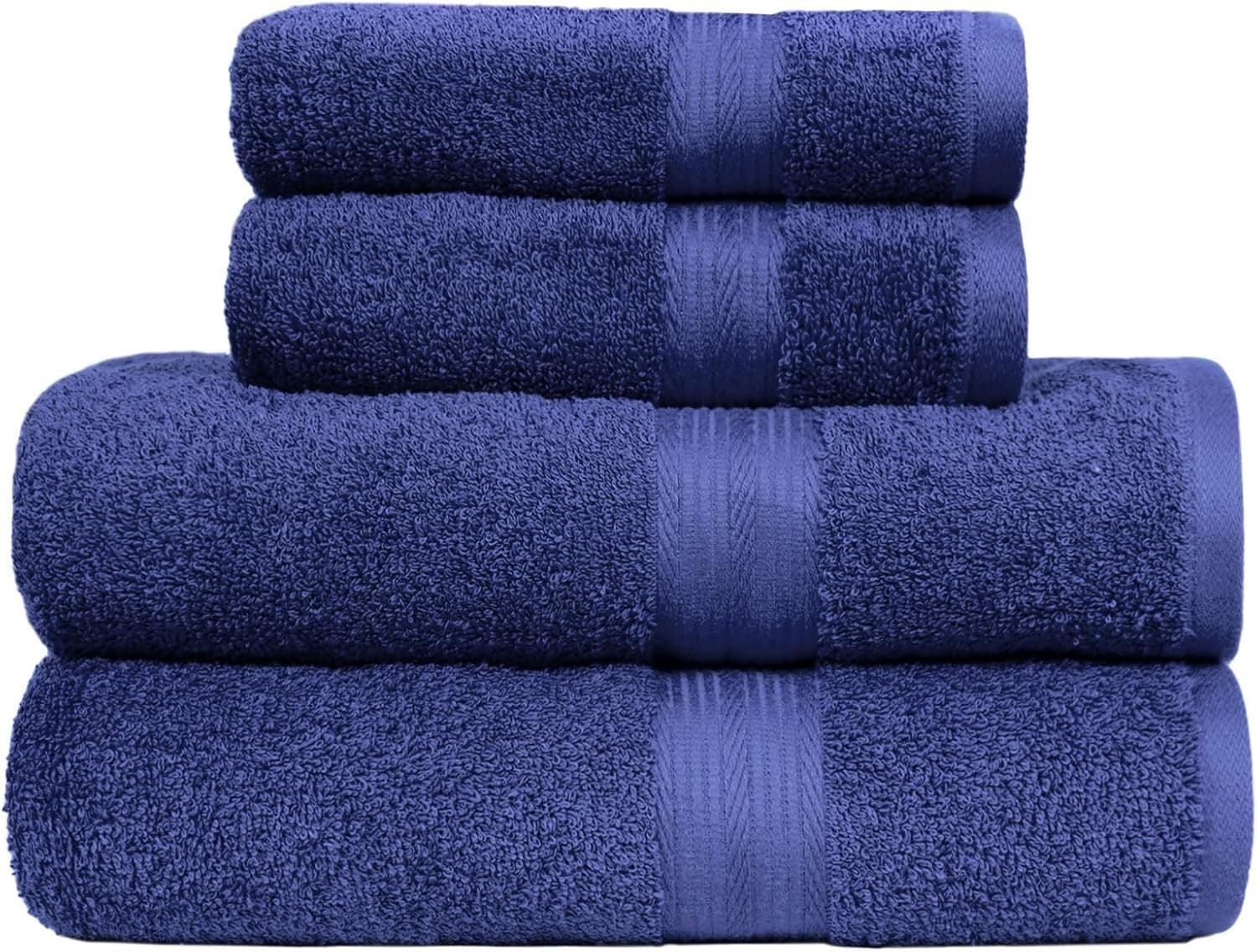 Amazon Basics | Conjunto de 2 toalhas de banho e 2 de mãos em algodão suave e absorvente cor azul
