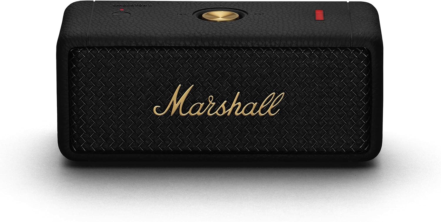 Marshall Emberton II Altifalantes Bluetooth portáteis, sem fios, emparelháveis, IP67 resistentes ao pó e à água, mais de 30 horas de tempo de reprodução - preto
