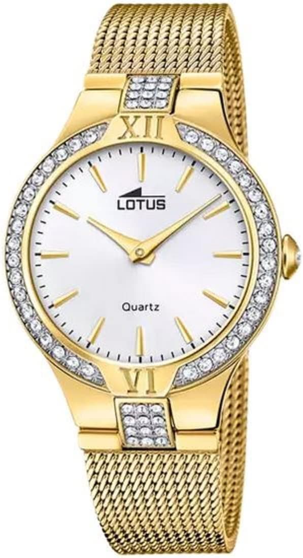 LOTUS 18895/1 | Relógio de quartzo feminino com bracelete em aço inoxidável dourado e mostrador branco
