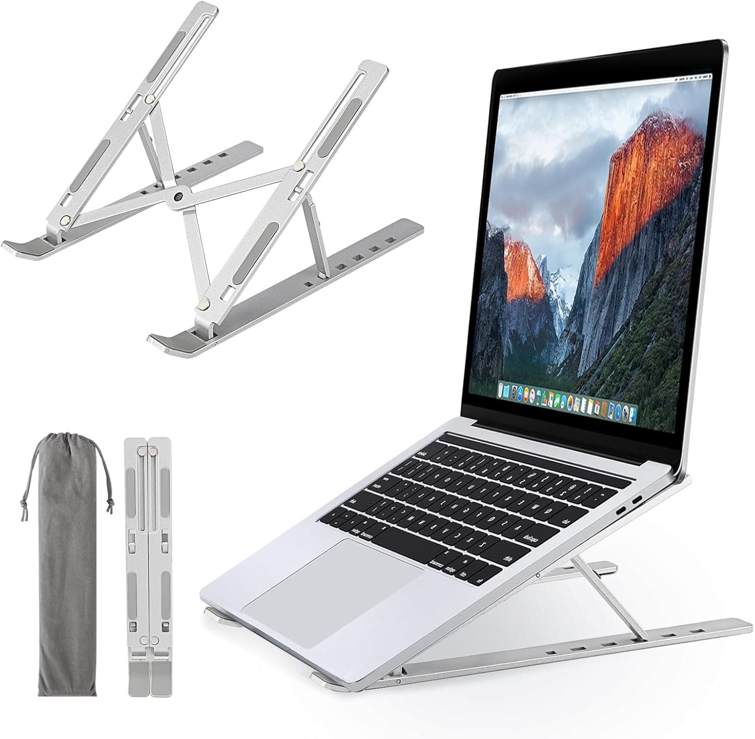 Suporte para computador portátil, suporte de alumínio para computador portátil, suporte para computador portátil, ajuste de 6 engrenagens, suporte dobrável para computador portátil, 10-17 polegadas