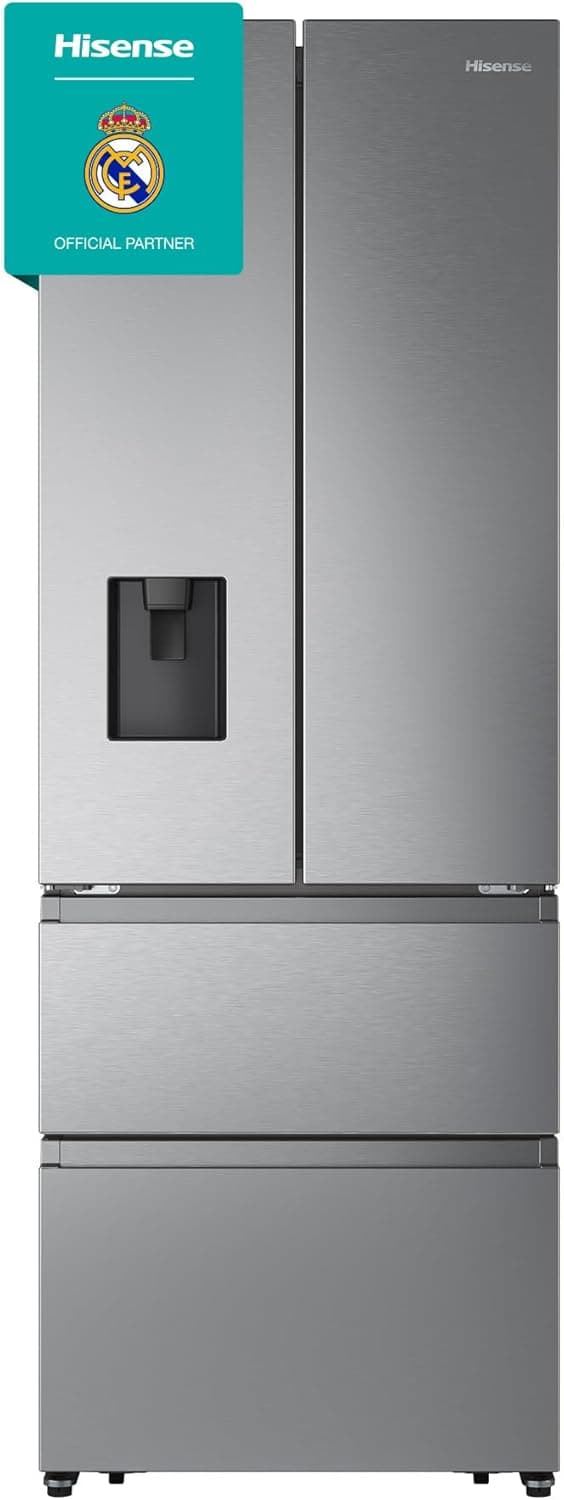 Hisense RF632N4WIE Frigorífico Combi No Frost Inox porta francesa, com dispensador, sem rost, 2 m, gaveta, 337 litros, sistema de fluxo de ar, acabamento inoxidável, 485 litros