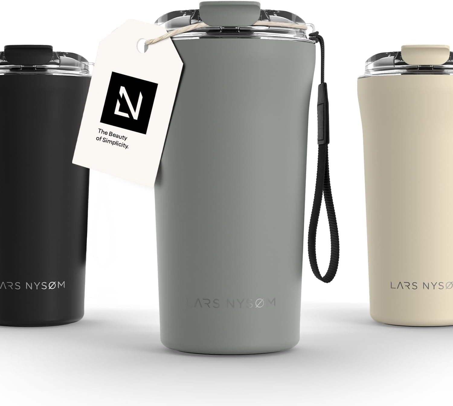 LARS NYSØM | Caneca térmica em inox com pega e tampa, 500 ml