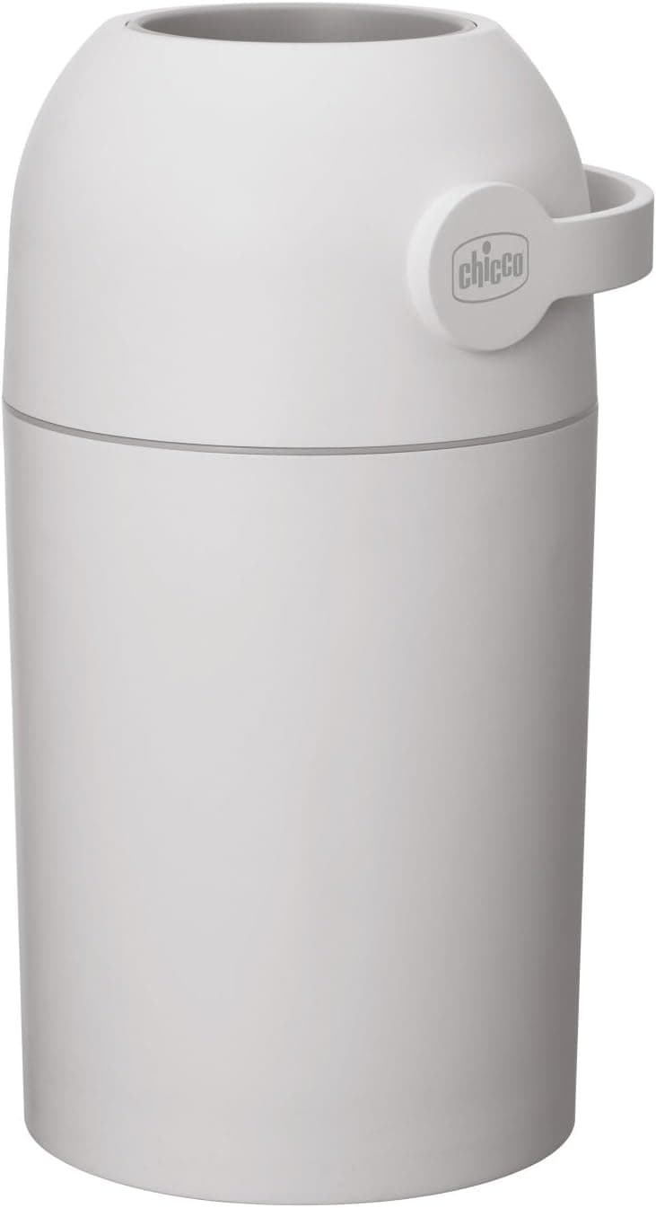 Chicco Recipiente de fraldas com controlo de odores, sistema de eliminação de fraldas, lixo compacta, economiza espaço, com tampa, fácil de usar e limpar, funciona com sacos de plástico - branco