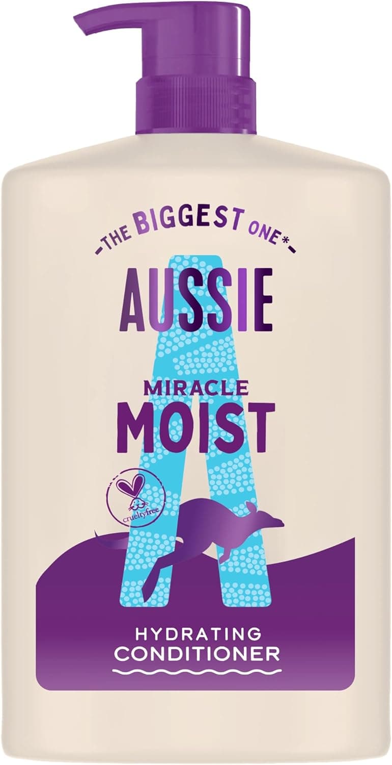 Aussie Miracle Moist | Amaciador hidratante com óleo de macadâmia para cabelo seco e quebradiço, 1000 ml