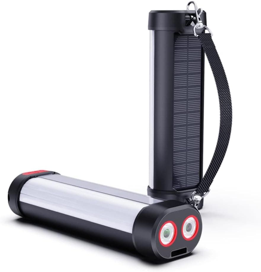 ZOVCAL Candeeiro LED de campismo solar, magnético, recarregável, 6000 mAh, duas luzes LED, lanternas elétricas para exteriores, IP66 resistente à água / à prova de quedas, equipamento de emergência