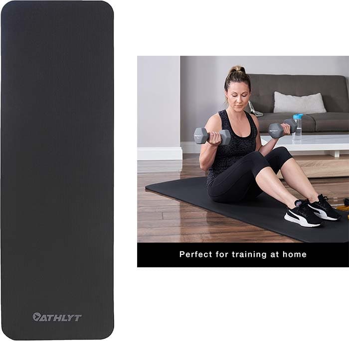 Athlyt Tapete de fitness, preto, 183 x 60 cm
