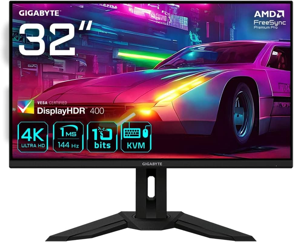 Gigabyte M32U Monitor de gaming de 31,5" 4K UHD, 3840 x 2160, 144Hz, 1 ms, 350 CD/m², FreeSync Premium Pro, Display HDR400, HDMI 2.1, Displayport 1.4